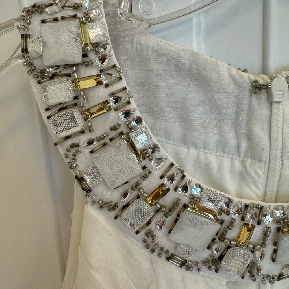Suzi Chin for Maggy Boutique white dress with jeweled detail - Size 4